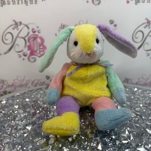 TY beanie babies hoppy bunny Easter bright Pastel Multi-Color Plush Bunny Toy